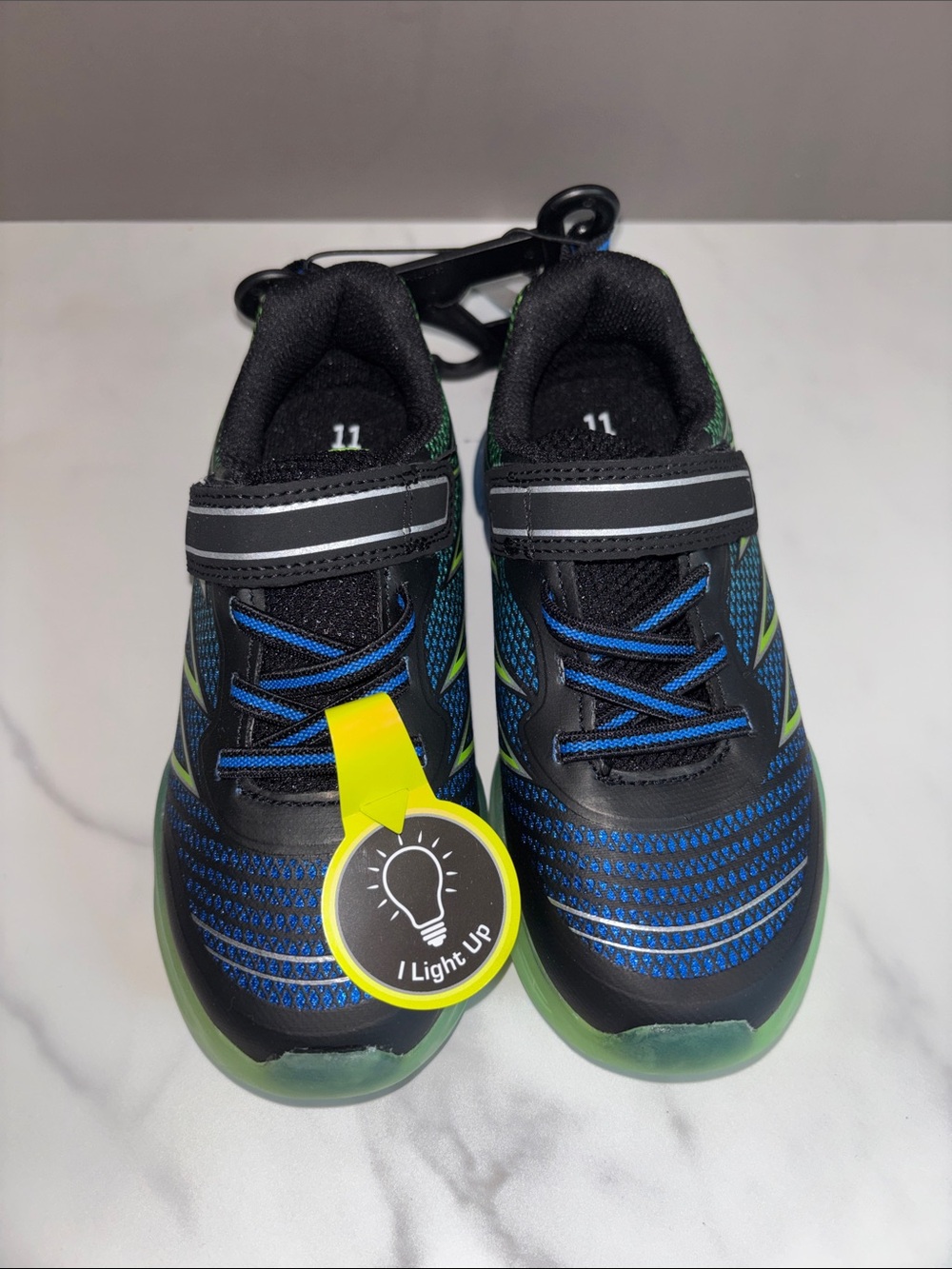 Athletic Works Kids Light-Up Sneakers - Black, Blue & Green